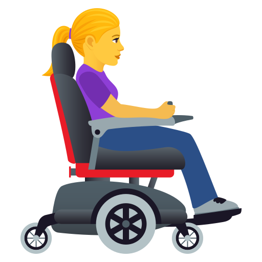 👩‍🦼‍➡️ Motorlu Tekerlekli Sandalyedeki Kadın Sağa Bakıyor
