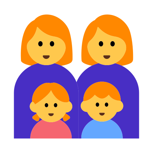 👩‍👩‍👧‍👦 Famille : Femme & Femme & Fille & Garçon