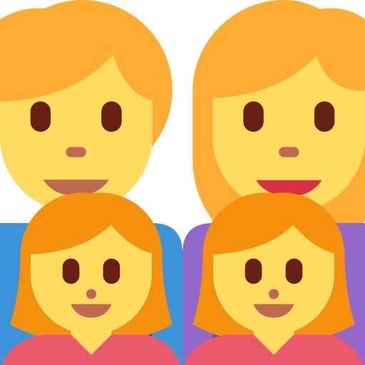👨‍👩‍👧‍👧 Familie: Mann & Frau & Mädchen & Mädchen