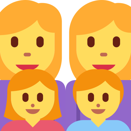 👩‍👩‍👧‍👦 Famille : Femme & Femme & Fille & Garçon